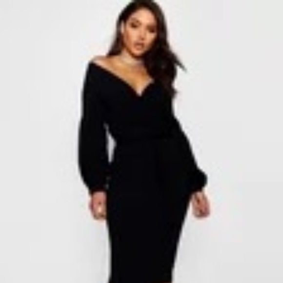 Off the Shoulder Midi Dress - Picture 1 of 5